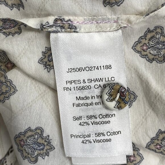 NEW VERONICA BEARD Lollie Paisley Button-Down Blouse – White Dove/Multi – S - Picture 2 of 12